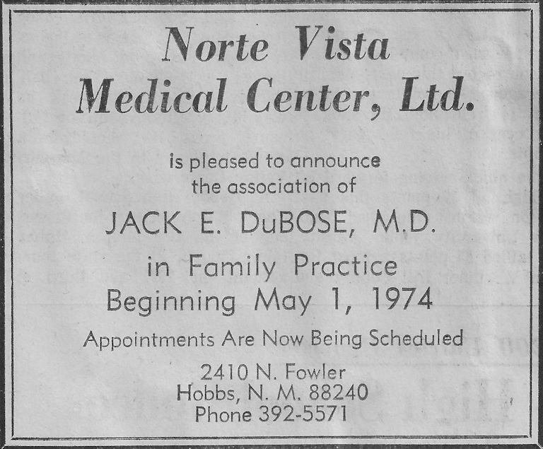 Dr. Jack E. Dubose, MD, joins Norte Vista.