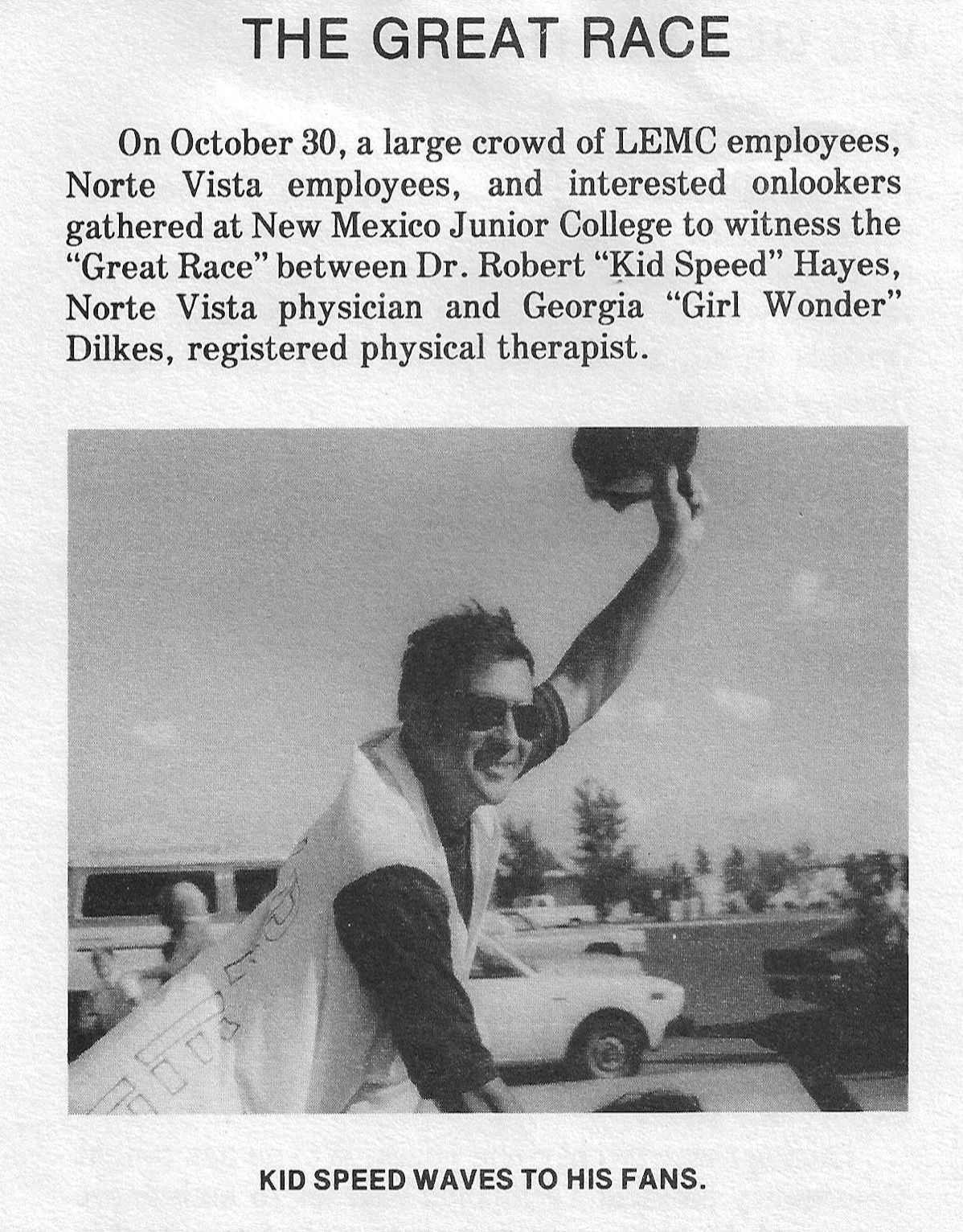 1977, Dr. Robert P. Hayes, MD, challenges a runner.