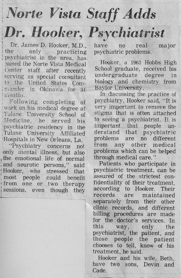 James D. Hooker, MD, joins Norte Vista.