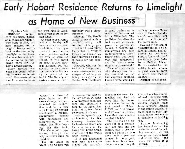 Dr. Howard returns to Hobart