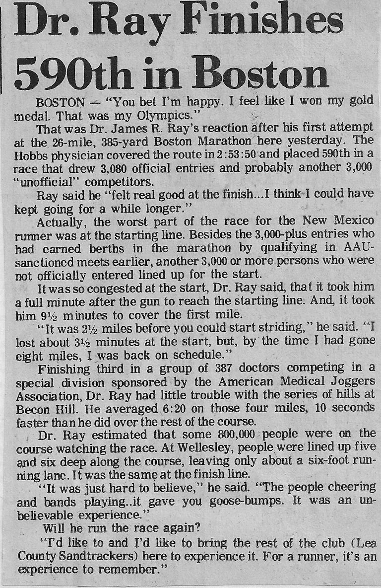Dr. Ray completes Boston Marathon